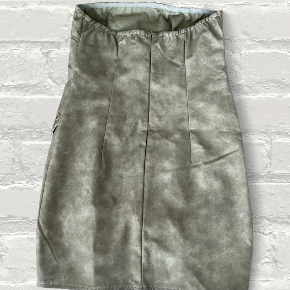 PLT Grey Distressed PU Belt Detail Bodycon Dress - Picture 5 of 5
